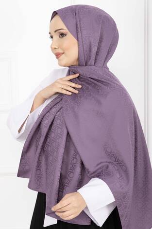 İkonik Desen Jakar Şal Serisi Lila - Thumbnail