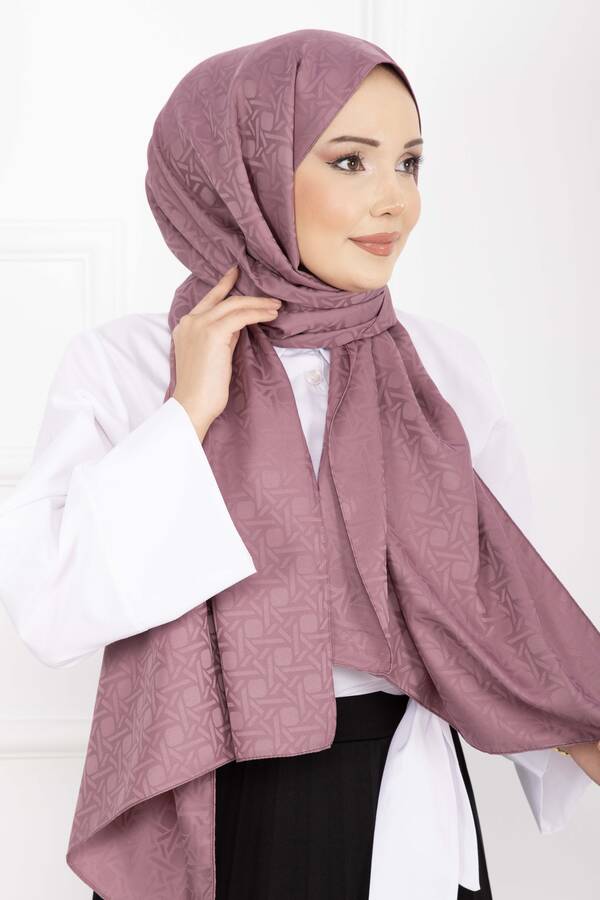 Ecn - İkonik Desen Jakar Şal Serisi Pudra