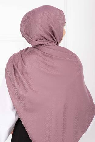 İkonik Desen Jakar Şal Serisi Pudra - Thumbnail