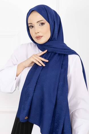 İkonik Desen Jakar Şal Serisi Saks