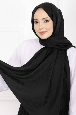 İkonik Desen Jakar Şal Serisi Siyah