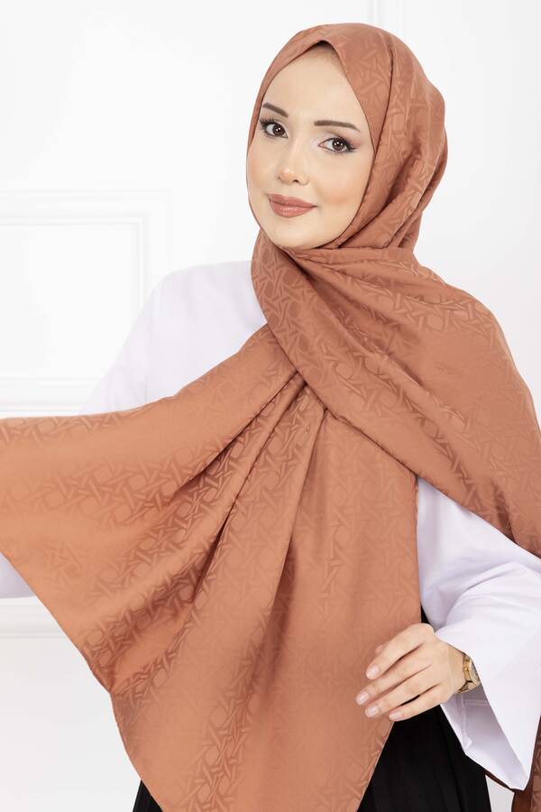 Ecn - İkonik Desen Jakar Şal Serisi Somon