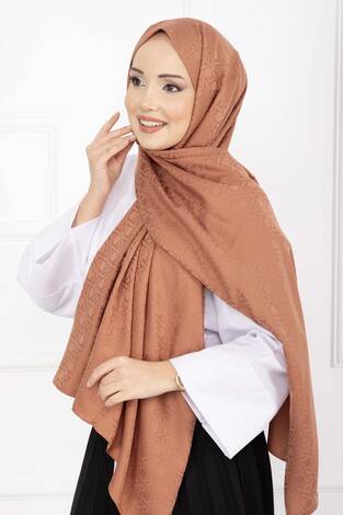 İkonik Desen Jakar Şal Serisi Somon - Thumbnail