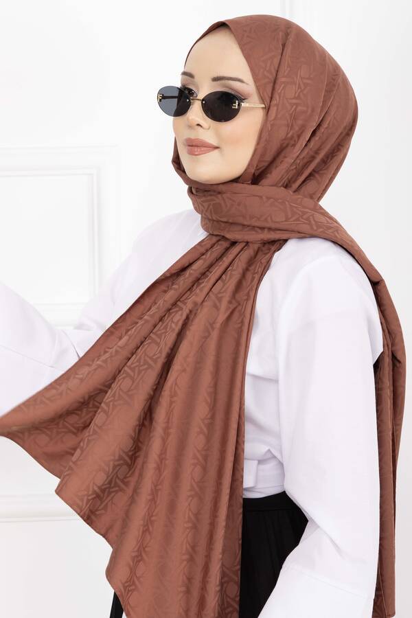 Ecn - İkonik Desen Jakar Şal Serisi Taba