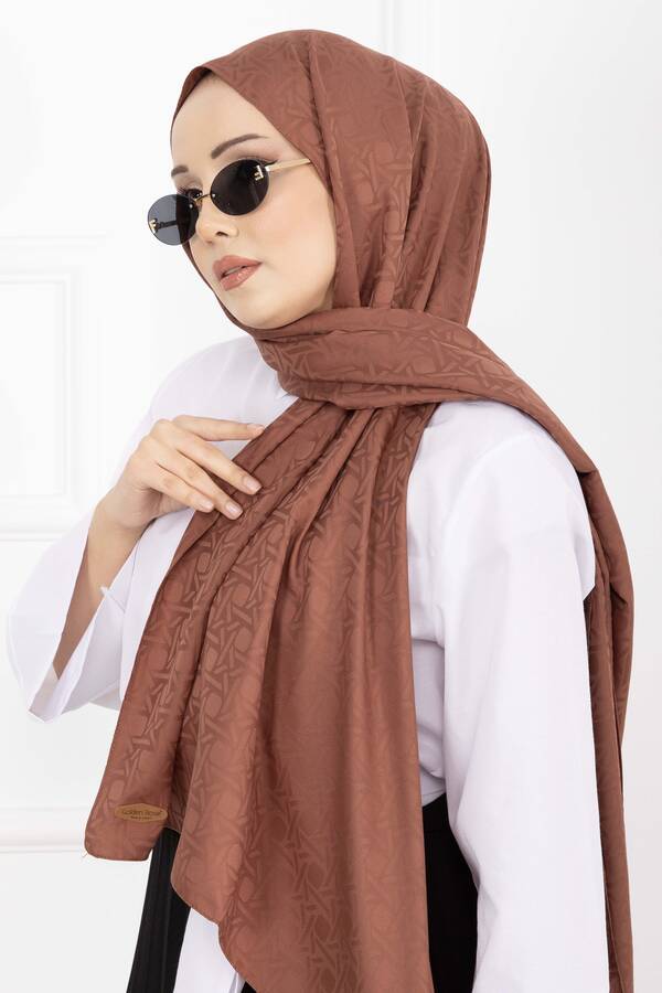 Ecn - İkonik Desen Jakar Şal Serisi Taba (1)