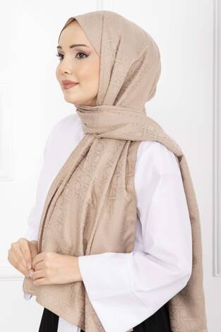 İkonik Desen Jakar Şal Serisi Vizon