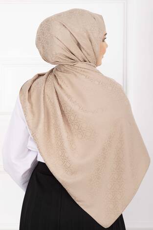 İkonik Desen Jakar Şal Serisi Vizon - Thumbnail