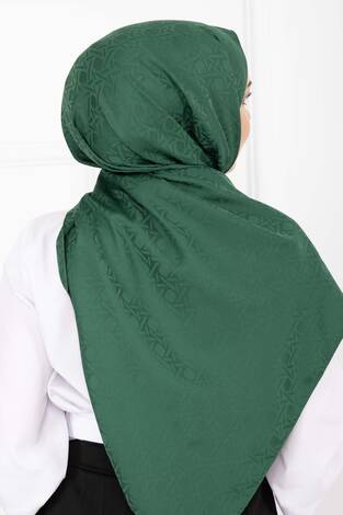 İkonik Desen Jakar Şal Serisi Zümrüt - Thumbnail