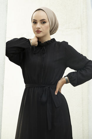 Işıltılı Abiye Elbise 100MD-10218 Siyah - Thumbnail
