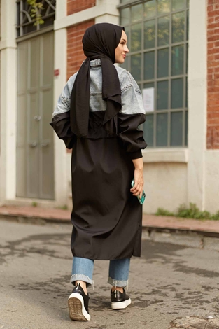 Jeans Tranchcoat 1825-1 Black - Thumbnail