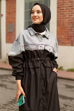 Jeans Tranchcoat 1825-1 Black - Thumbnail