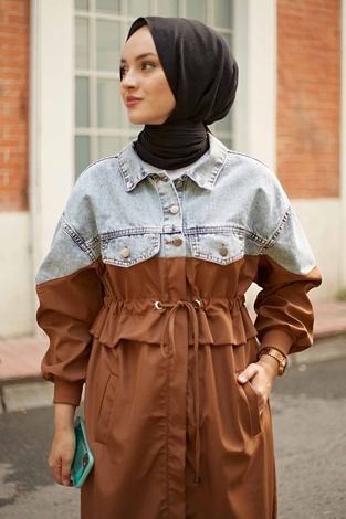 Jeans Tranchcoat 1825-3 Coffee - Thumbnail