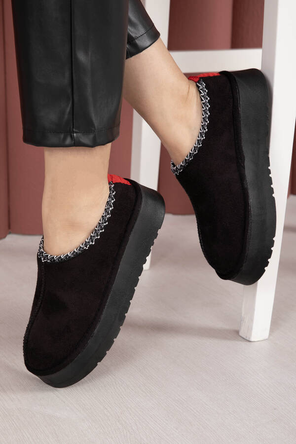 Srç - Kalın Taban Kürklü Mini Bot Siyah