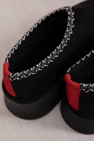 Kalın Taban Kürklü Mini Bot Siyah - Thumbnail