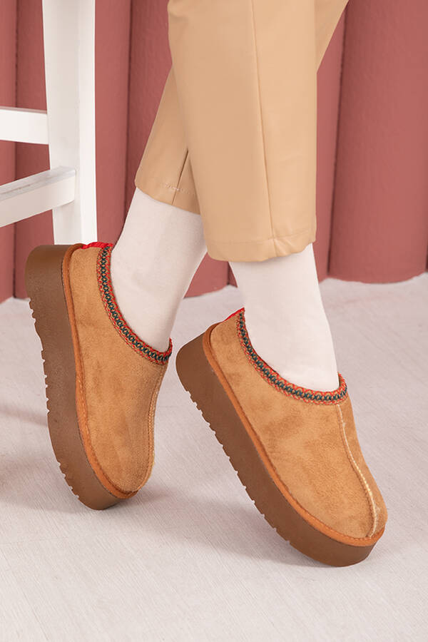 Srç - Kalın Taban Kürklü Mini Bot Taba