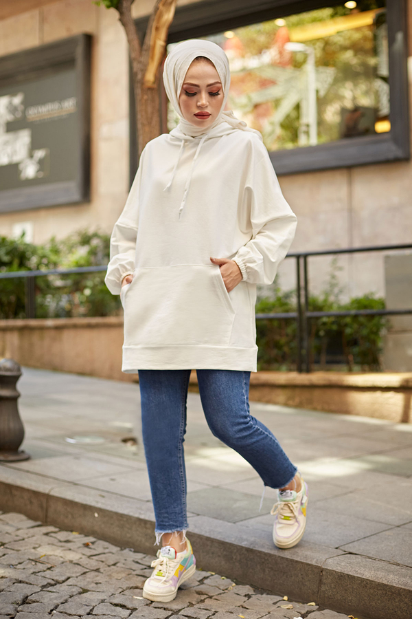  - Kanguru Cepli Sweat 2827-2 Beyaz