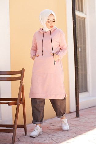 Kanguru cepli tunik 62871-21 Pudra - Thumbnail