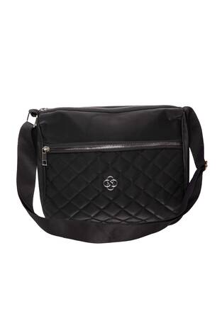 Kapitone Desen Fermuarlı Askılı Çanta Siyah - Thumbnail