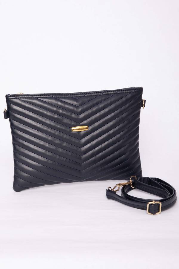 Dmç - Kapitone Desenli Fermuarlı Portföy Çanta Lacivert (1)