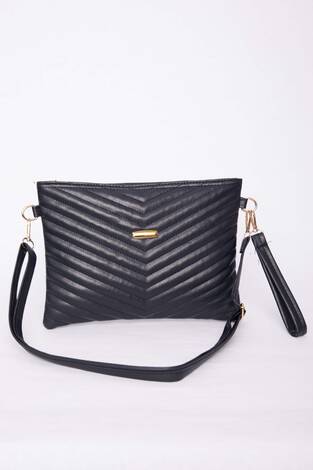 Kapitone Desenli Fermuarlı Portföy Çanta Lacivert - Thumbnail