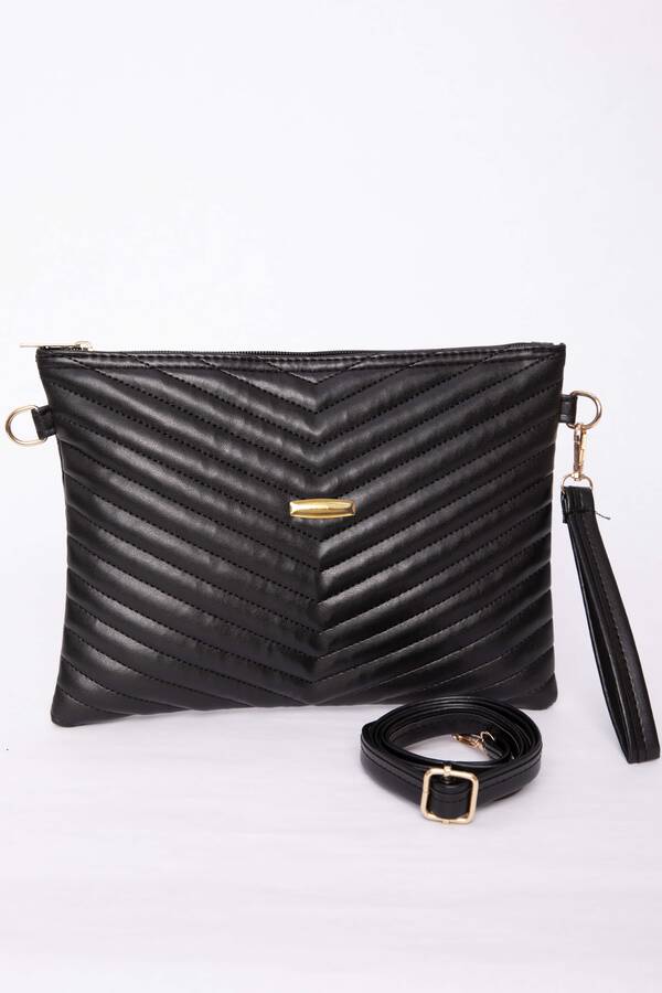 Dmç - Kapitone Desenli Fermuarlı Portföy Çanta Siyah