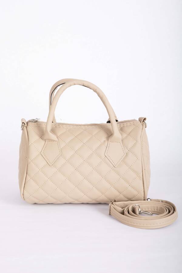 Dmç - Kapitone Dikişli El & Omuz Çantası Bej (1)