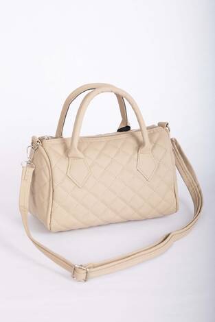 Kapitone Dikişli El & Omuz Çantası Bej - Thumbnail