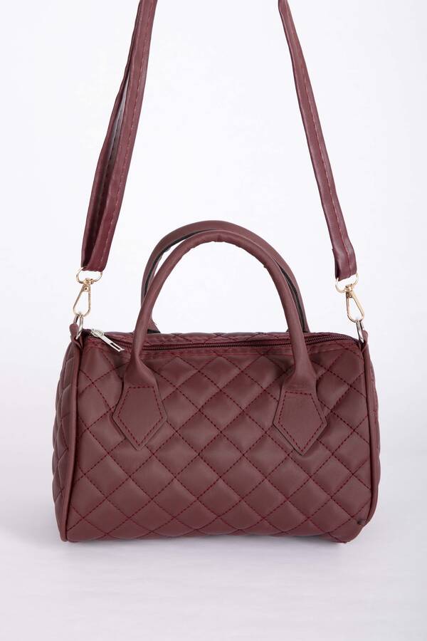 Dmç - Kapitone Dikişli El & Omuz Çantası Bordo (1)