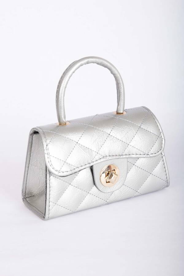 Dmç - Kapitone Kapaklı El & Omuz Çantası Gümüş (1)