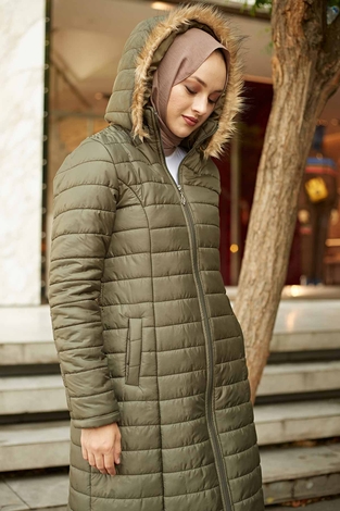 Kapitone Mont 5507-06 Haki - Thumbnail
