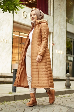 Kapitone Mont 5507-07 Parlak Taba - Thumbnail
