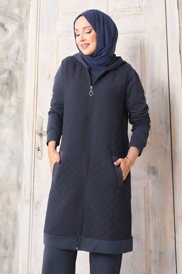 Ums - Kapitone Yelekli Üçlü Takım Gri (1)