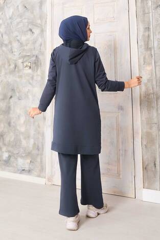 Kapitone Yelekli Üçlü Takım Gri - Thumbnail