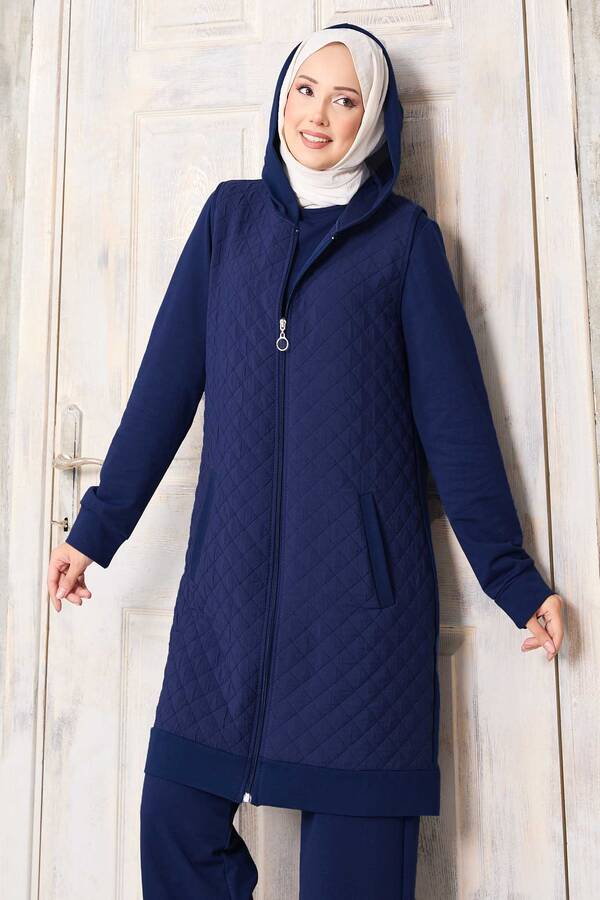 Ums - Kapitone Yelekli Üçlü Takım Lacivert (1) Ums - Kapitone Yelekli Üçlü Takım Lacivert (1)