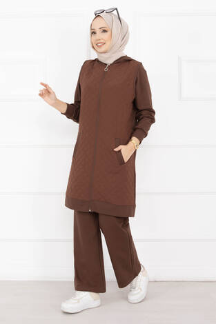 Kapitone Yelekli Üçlü Takım Taba - Thumbnail