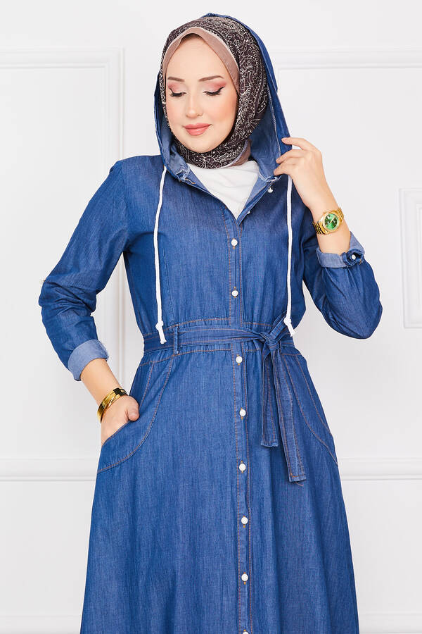 Mi̇s - Kapüşonlu Cepli Tesettür Kot Elbise Mavi (1) Mi̇s - Kapüşonlu Cepli Tesettür Kot Elbise Mavi (1)