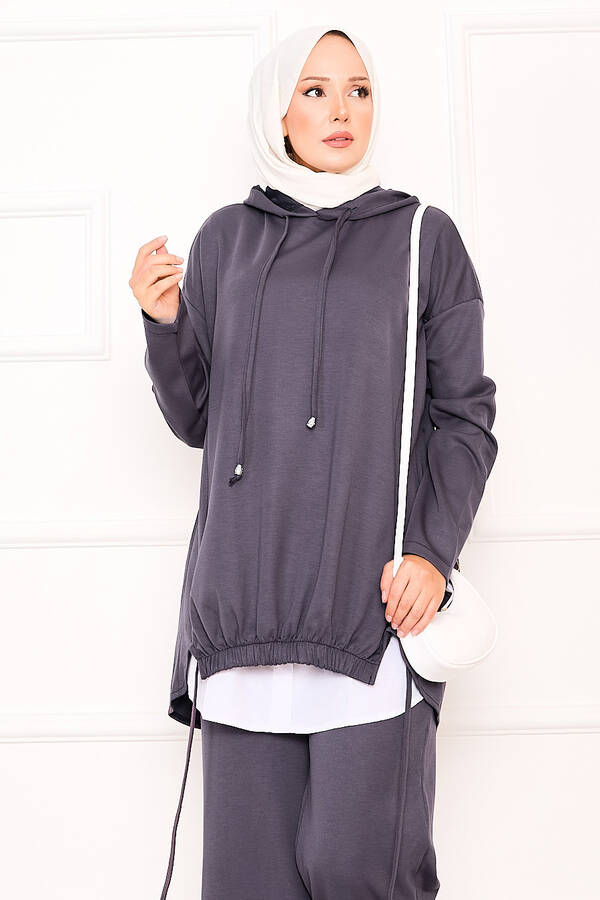 Gly - Kapüşonlu Önü Lastik Detaylı Oyşo Takım Antrasit (1)