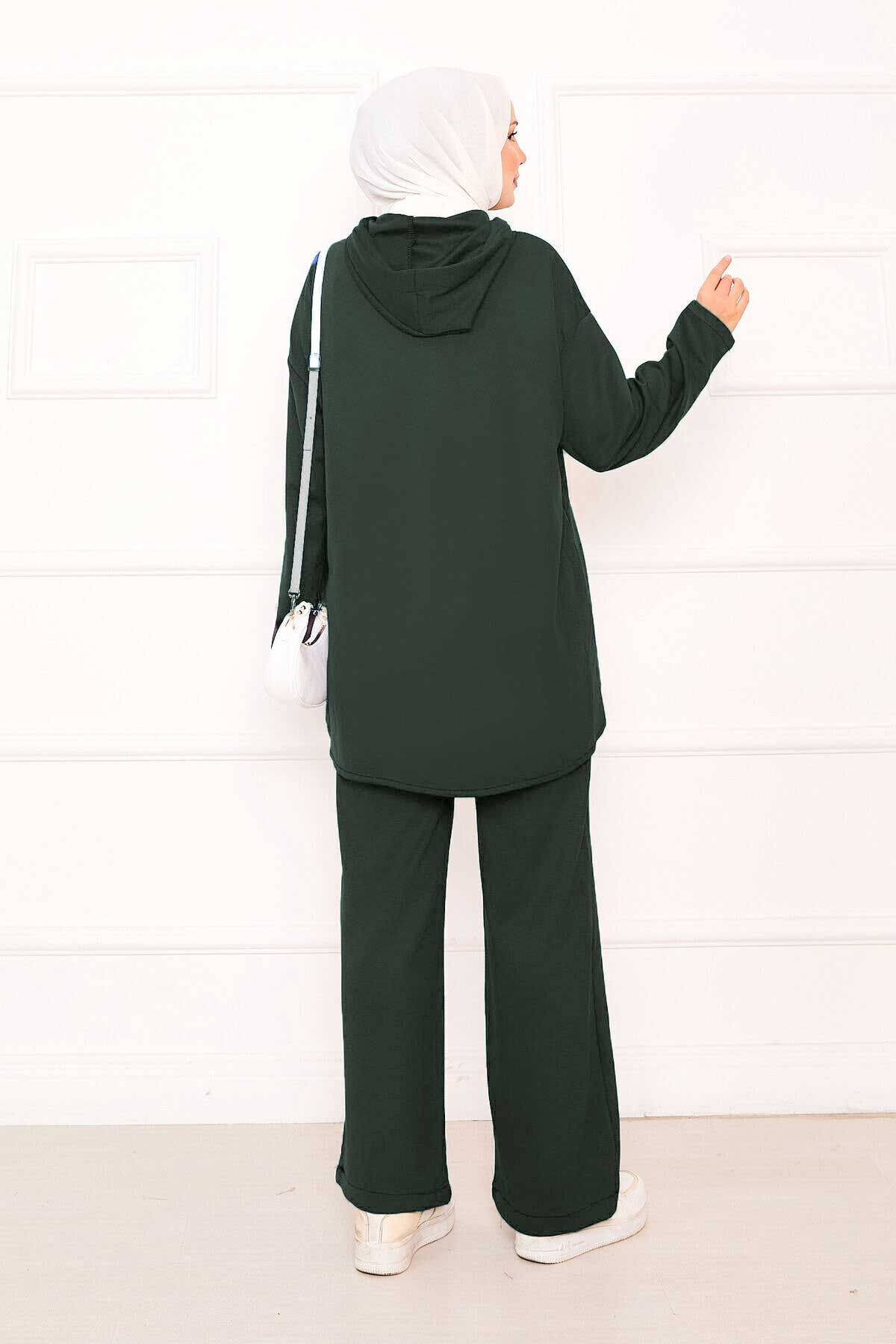 Kapüşonlu Önü Lastik Detaylı Oysho Takım Haki Kapüşonlu Önü Lastik Detaylı Oysho Takım Haki