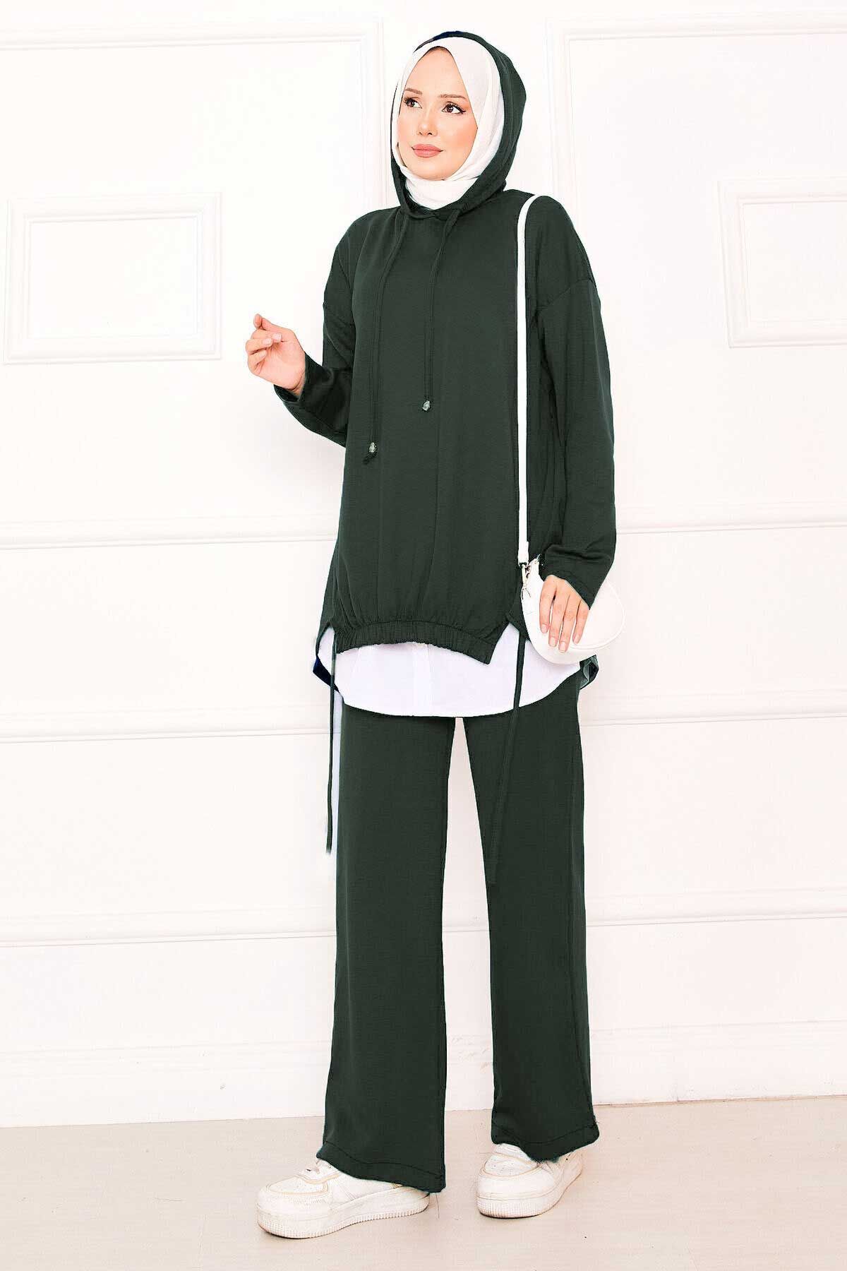 Kapüşonlu Önü Lastik Detaylı Oysho Takım Haki Kapüşonlu Önü Lastik Detaylı Oysho Takım Haki