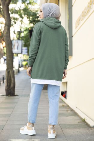 Kapüşonlu Spor Tunik Çağla Yeşili - Thumbnail