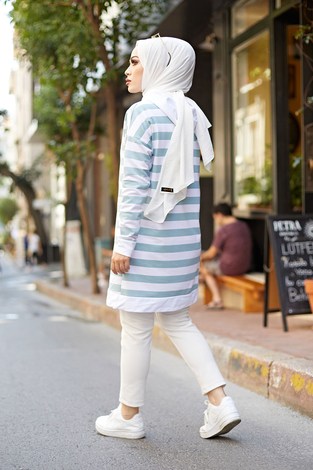 Kapüşonlu Sweat-Tunik 6788-3 Mint - Thumbnail