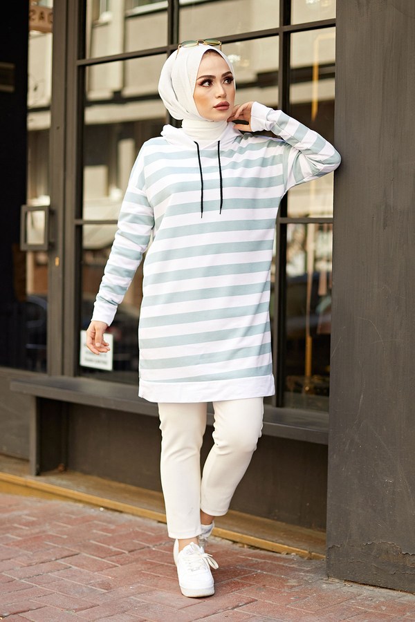  - Kapüşonlu Sweat-Tunik 6788-3 Mint