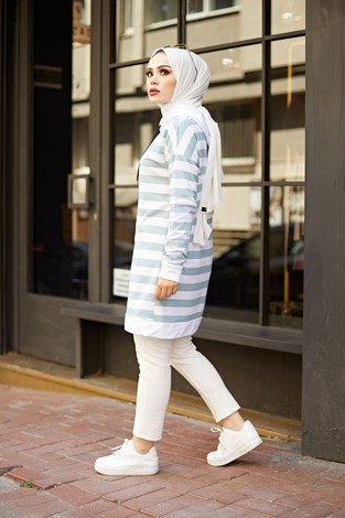 Kapüşonlu Sweat-Tunik 6788-3 Mint - Thumbnail