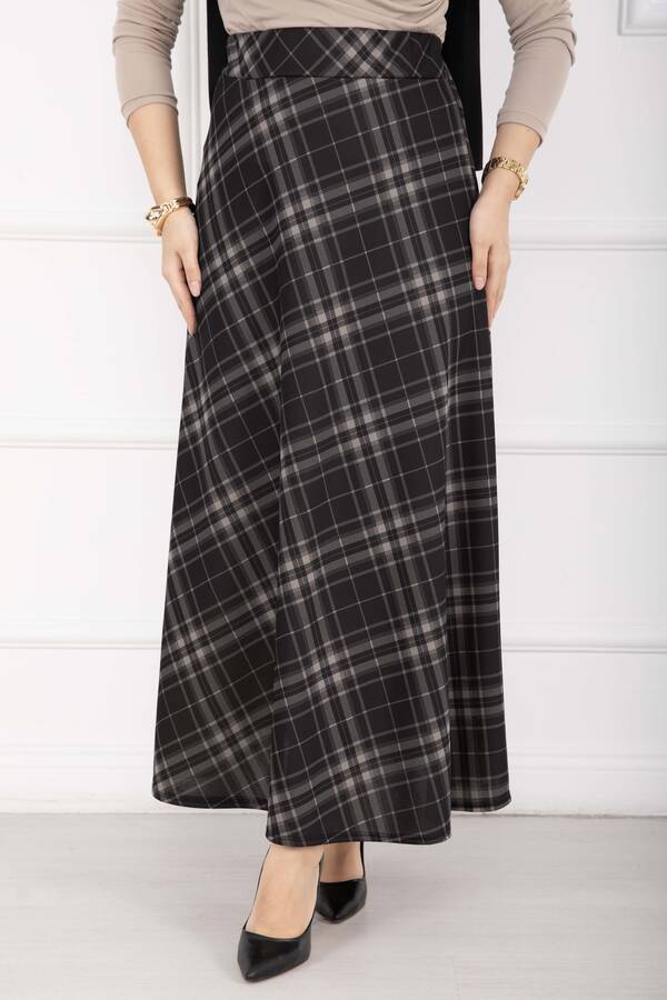 Mds - Kare Desenli Scuba Etek Siyah (1)