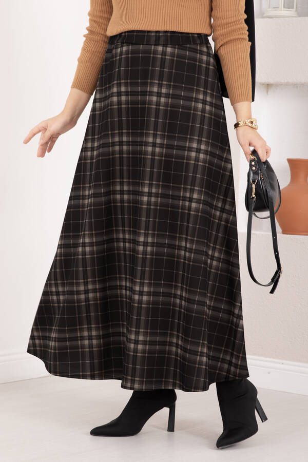 Mds - Kare Desenli Scuba Etek Siyah - Taş (1)