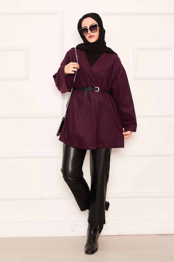 Kaşe Kumaş Zarif Oversize Kap Bordo