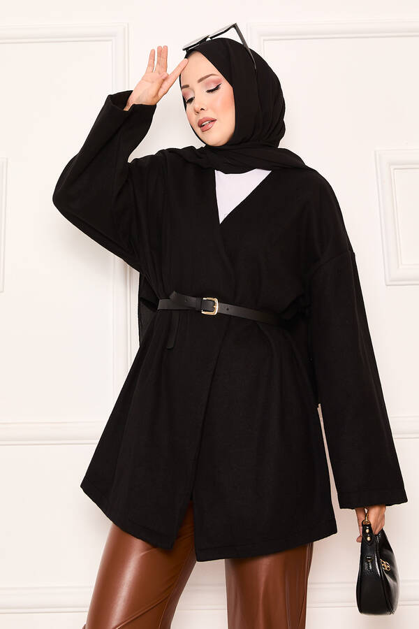 Svs - Kaşe Kumaş Zarif Oversize Kap Siyah (1) Svs - Kaşe Kumaş Zarif Oversize Kap Siyah (1)