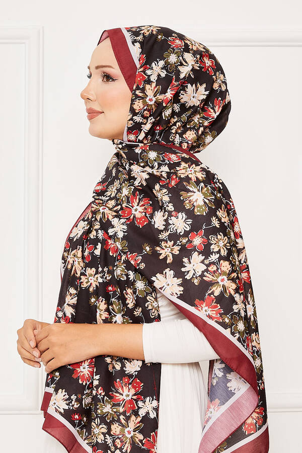 Msc - Kasımpatı Desen Tesettür Şal Bordo (1) Msc - Kasımpatı Desen Tesettür Şal Bordo (1)