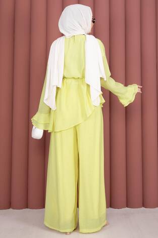 Kat Kat Fırfırlı Tunik Pantolon İkili Takım Sarı - Thumbnail