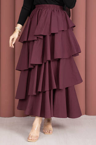 Kat Kat Volanlı Etek Bordo - Thumbnail